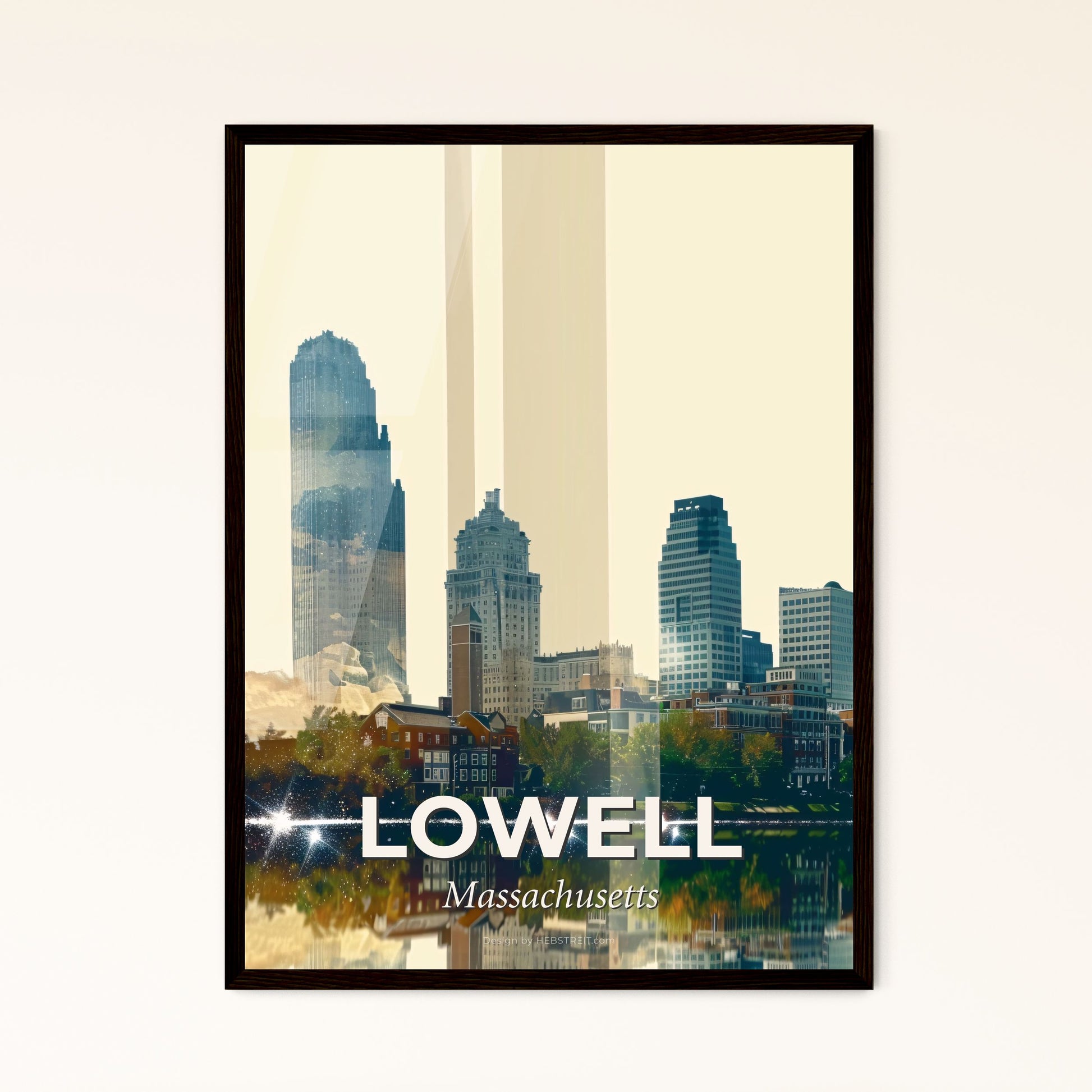 Lowell Cityscape Art: Iconography and Modernism - A city skyline with buildings and trees