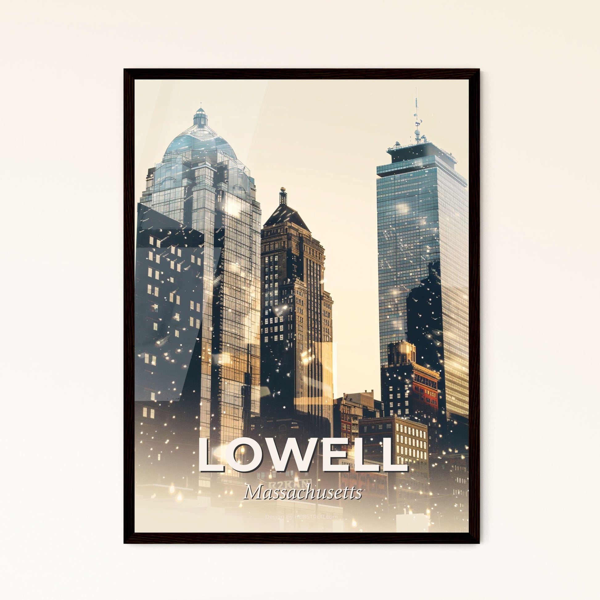 Lowell: City Skyline Architecture Poster Art - A group of tall buildings