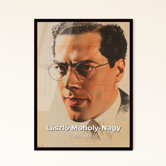 Dynamic Bauhaus-Inspired Portrait: László Moholy-Nagy Tribute - Contemporary Art Print for Elegant Home Decor & Gifting