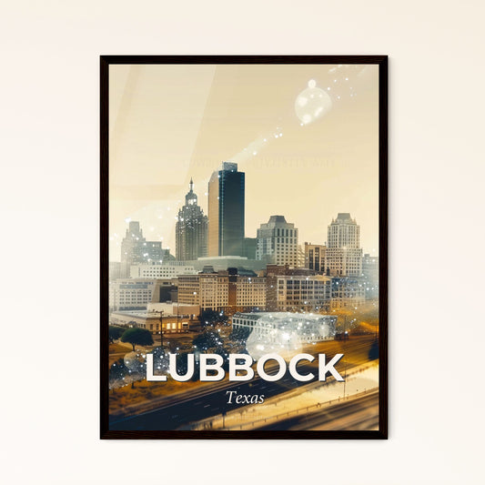 Lubbock, Texas Skyline Composite Art Poster - A city with many buildings and a road