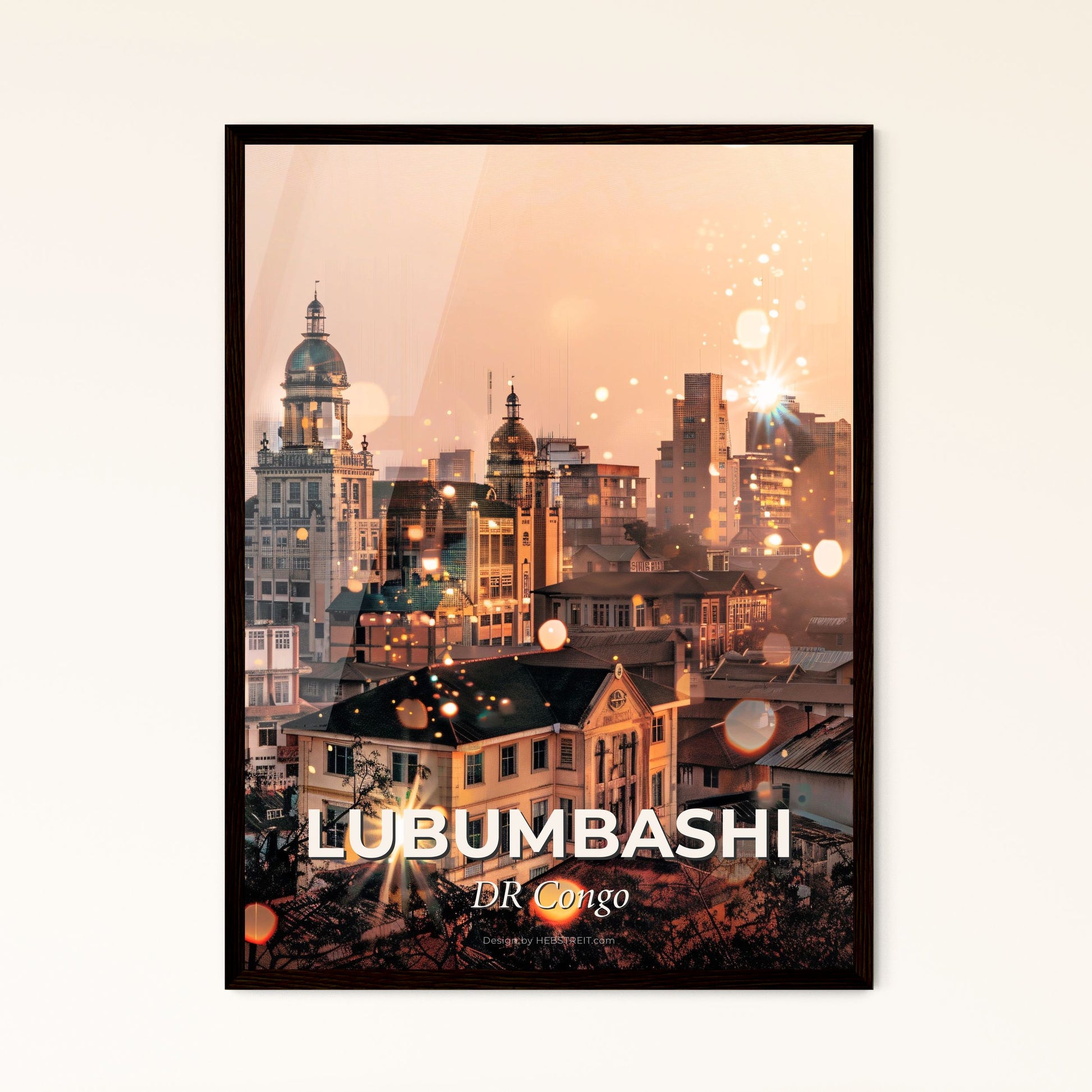 Lubumbashi Skyline Double Exposure Poster Art - A city with many buildings