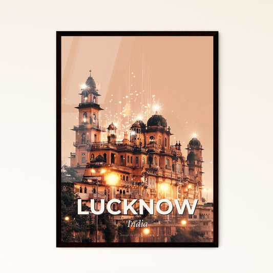 Lucknow, India: Local Reflections in Beige - A building with many towers and lights