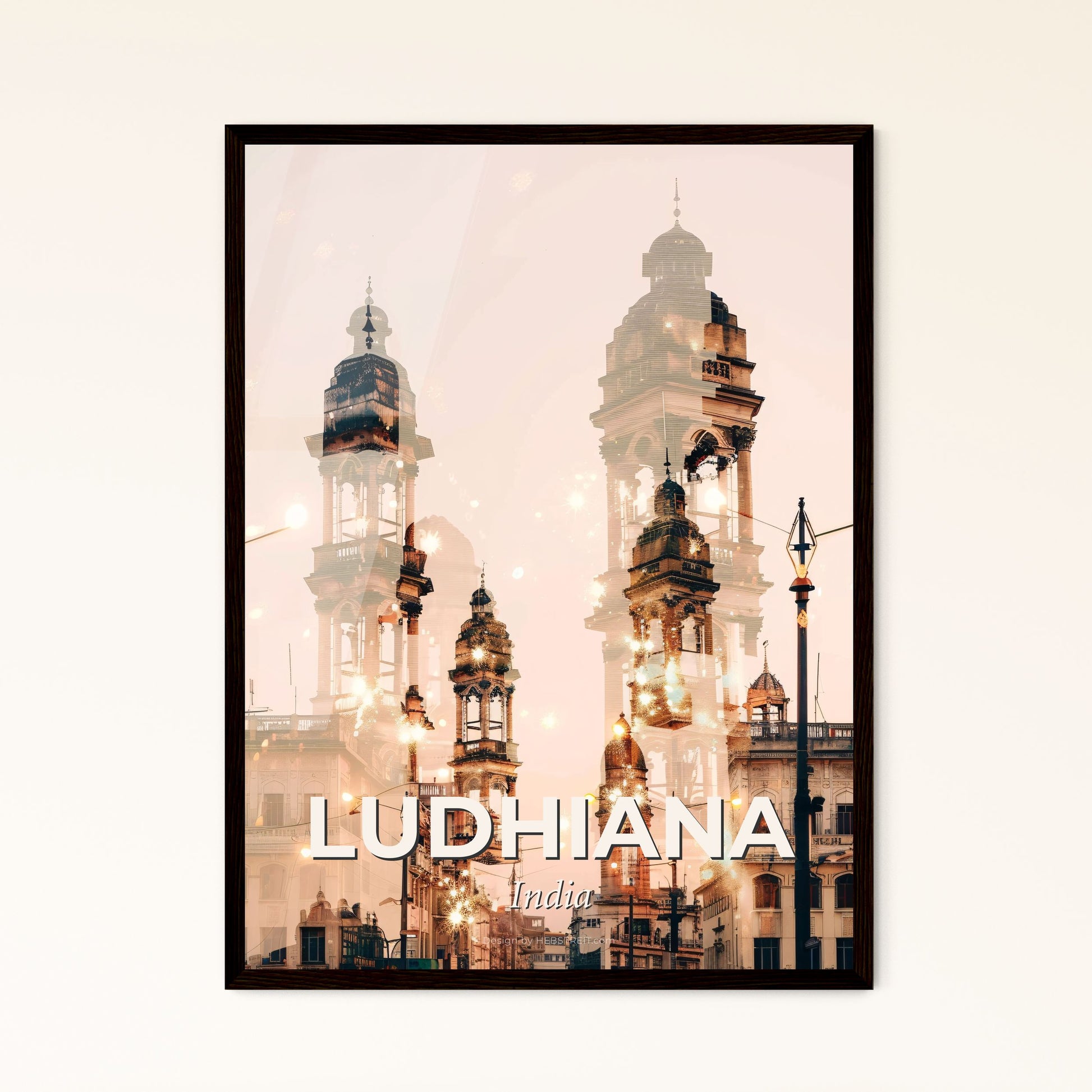 Ludhiana Skyline Composite Art Cityscape Poster - A double exposure of a city