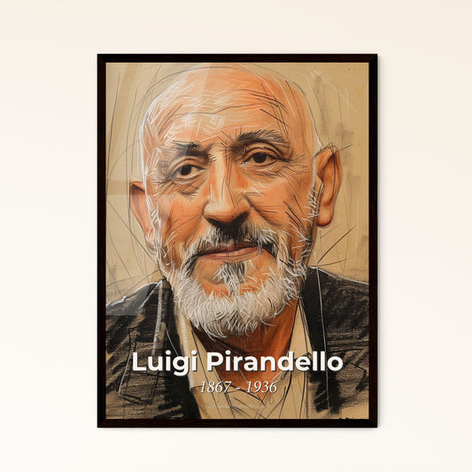 Elegant Portrait of Luigi Pirandello: Nobel Laureate in Dynamic Line Art - A Unique Gift for Home Decor & Art Lovers!