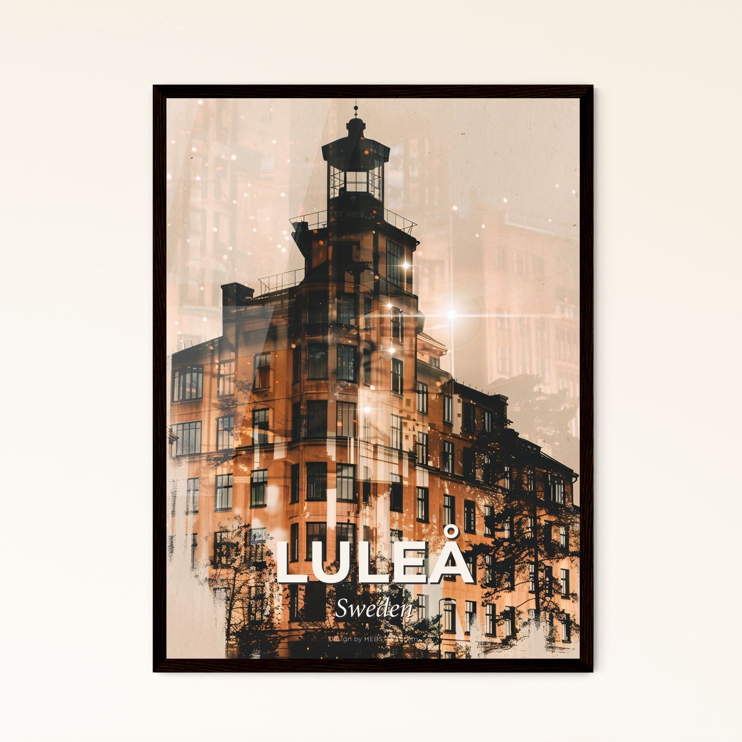 Luleå City Double Exposure Poster Art - A double exposure of a building