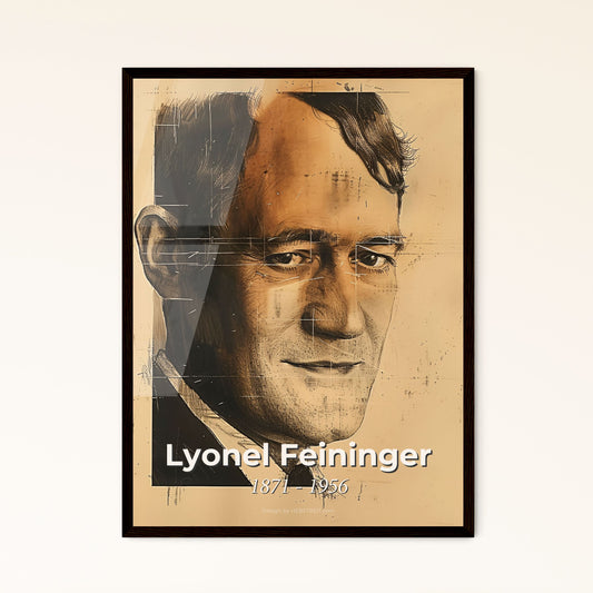 Dynamic Feininger-Inspired Print: Sensual Model Portrait on Beige - Perfect for Elegant Home Decor & Unique Gift Idea!