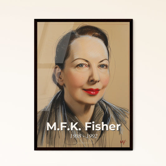 Elegant Portrait of M.F.K. Fisher: A Celebration of Culinary Artistry in Contemporary Drawing - Perfect for Any Home Decor