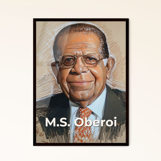 Elegant Portrait of M.S. Oberoi: A Celebration of Indian Hospitality - Stunning Art Print for Luxury Home Decor & Gifting