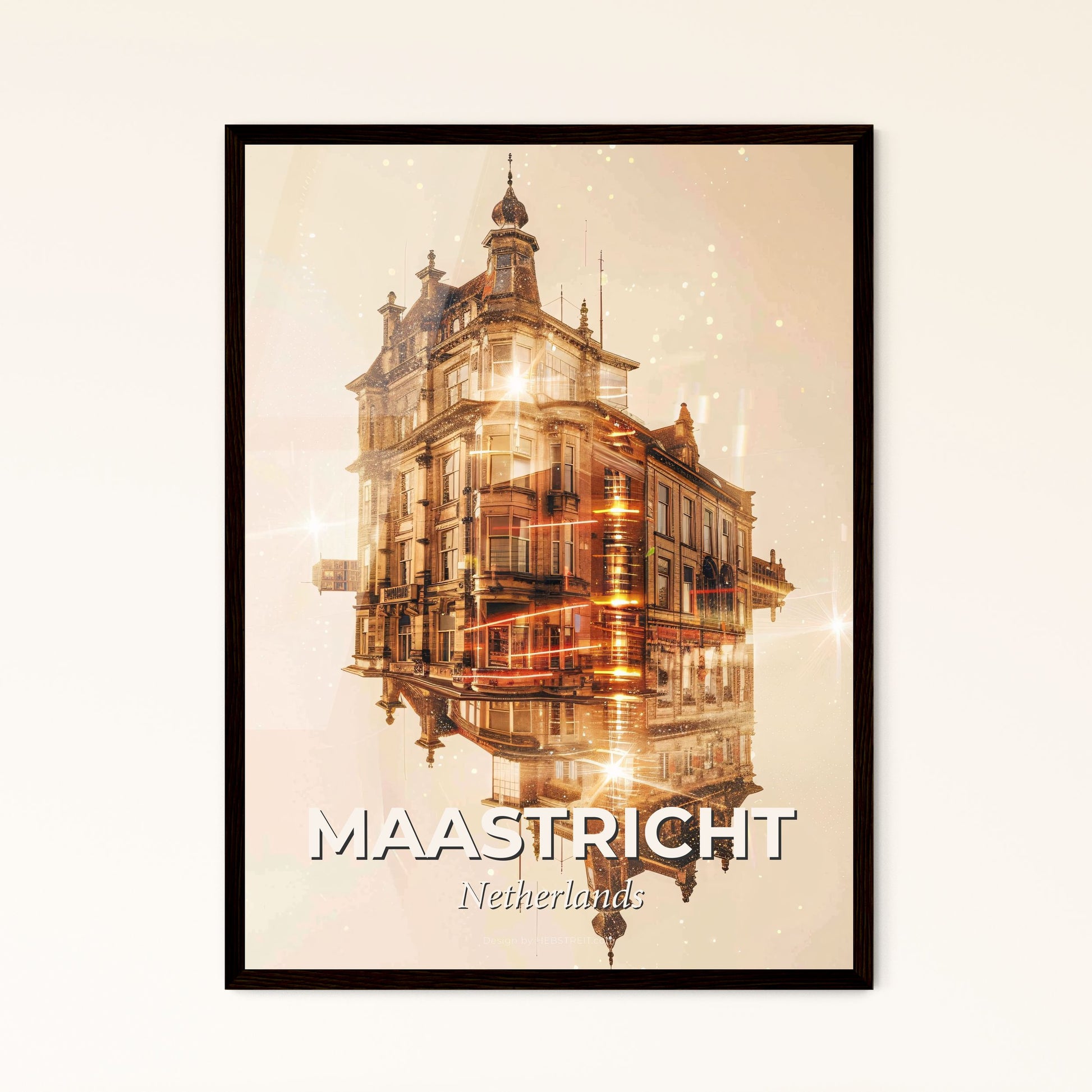 Maastricht Netherlands Skyline Art Poster - A building with a reflection of the sky