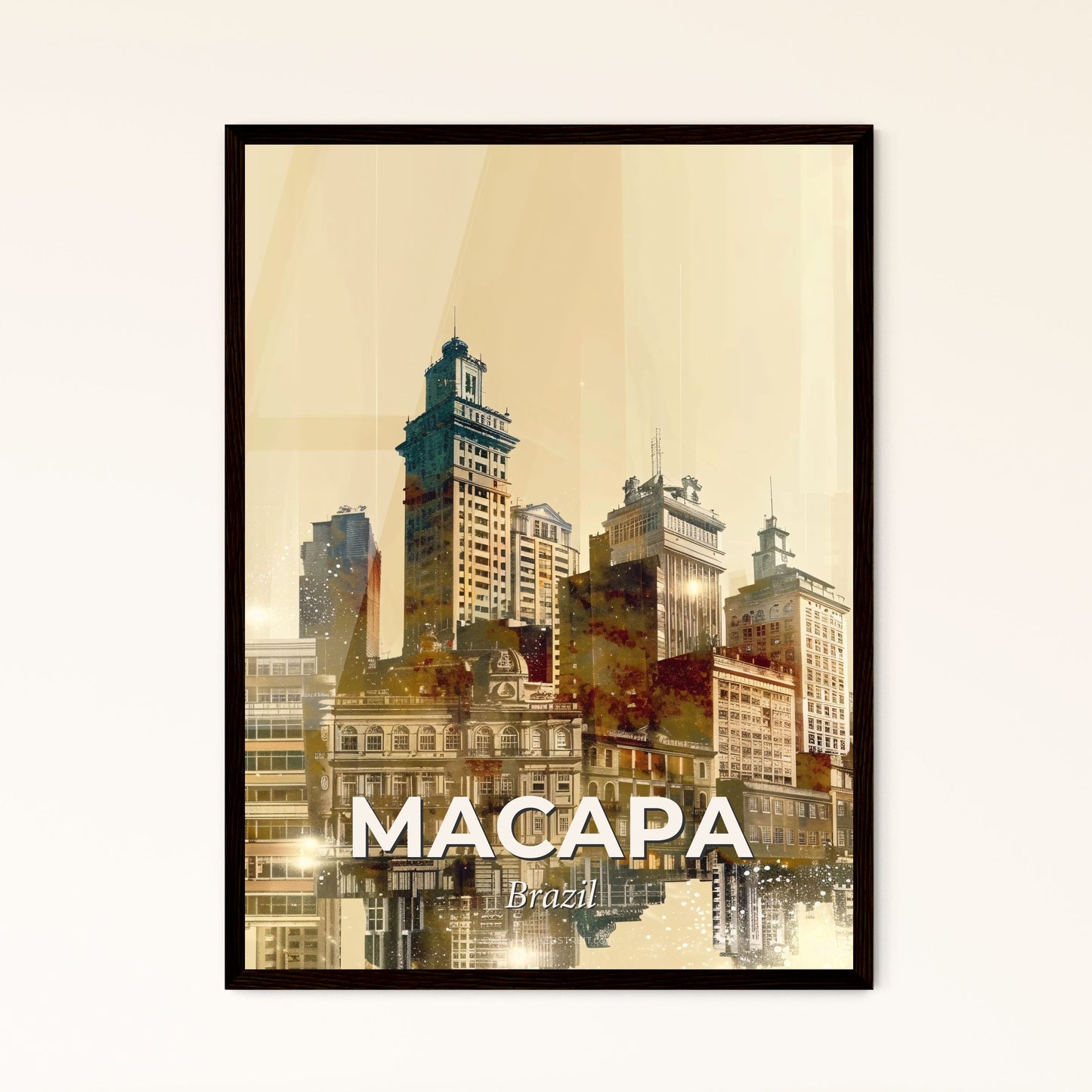 Macapa Skyline Composite Art Poster - A city skyline with many tall buildings