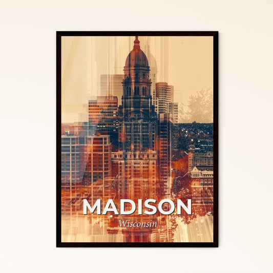 Madison City Skyline Urban Pastel Art - A city skyline with a dome on top