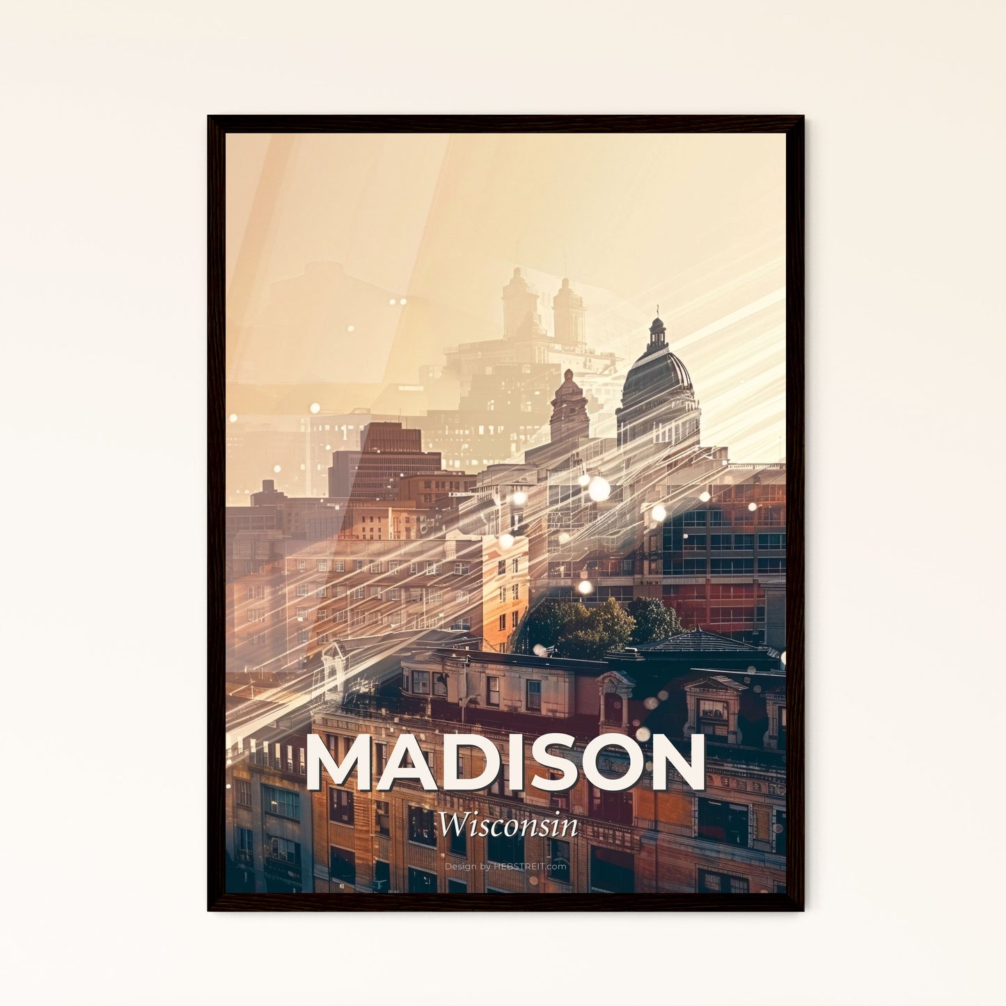 Madison City Skyline Sparkles Art Poster - A city with many buildings