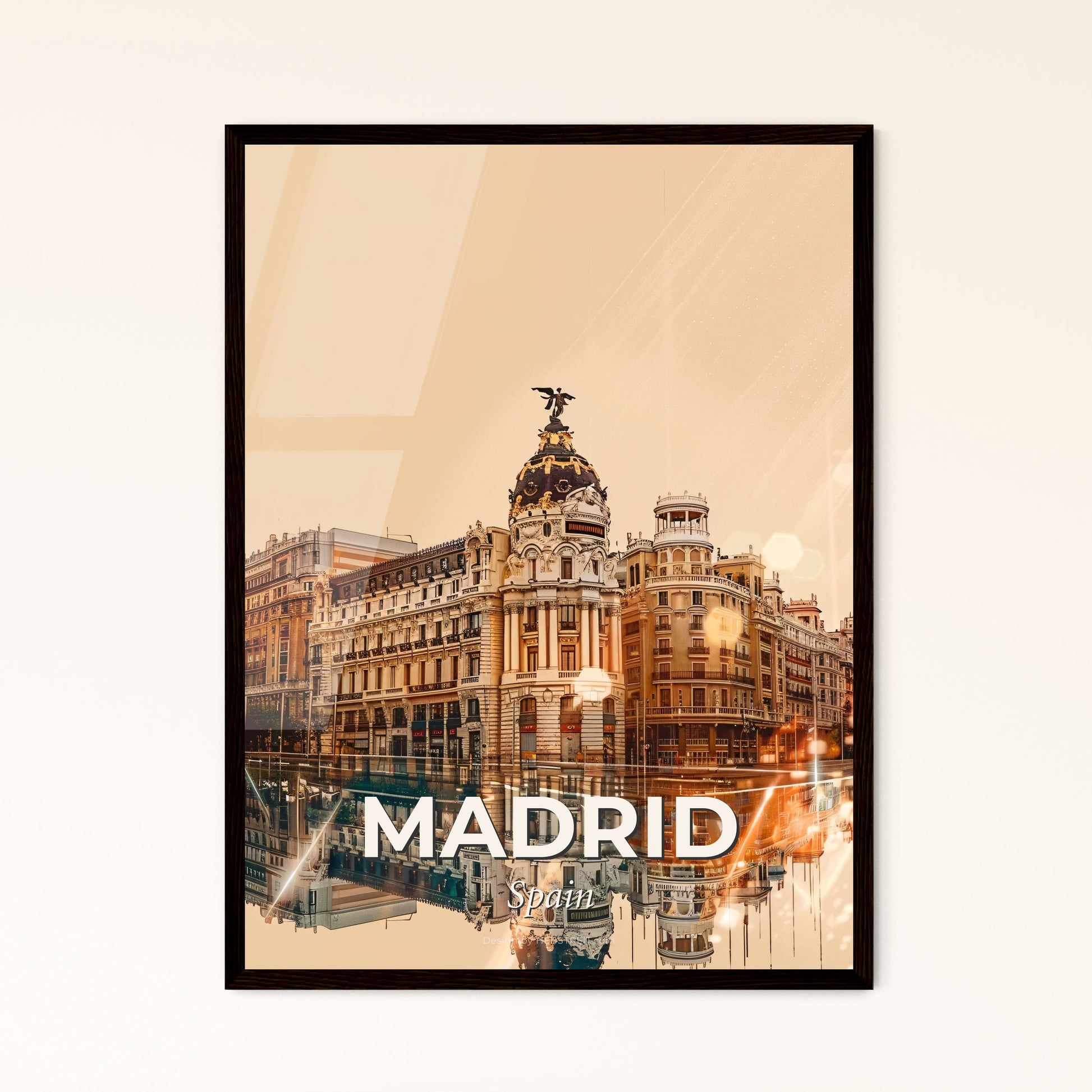 Madrid Skyline Art Print: Iconic Beauty and Sparkle - A large building with a statue on top of it