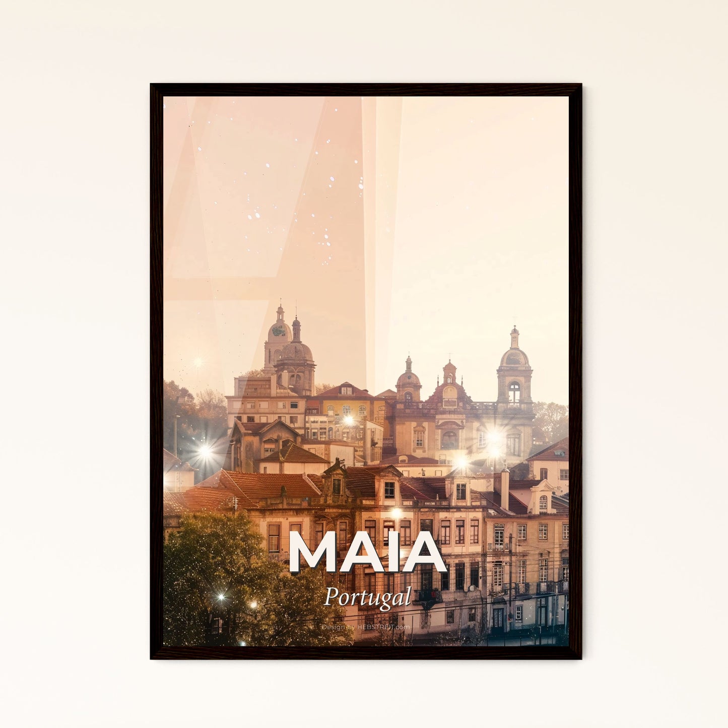 Maia Skyline Double Exposure Art Poster - A city with many buildings