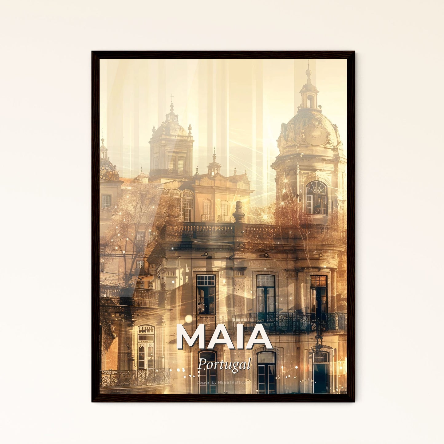 Maia, Portugal: Double Exposure Skyline Art - A building with a dome roof