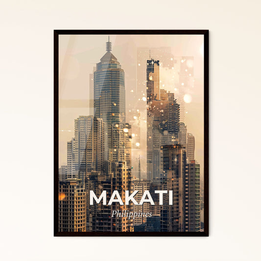 Makati Skyline Dreamy Beige Glow - A city skyline with many tall buildings