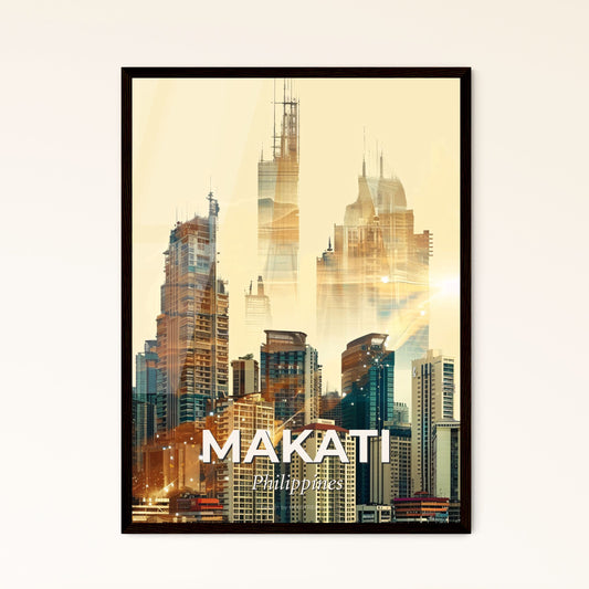 Makati Skyline Double Exposure Paper Art - A city skyline with many tall buildings