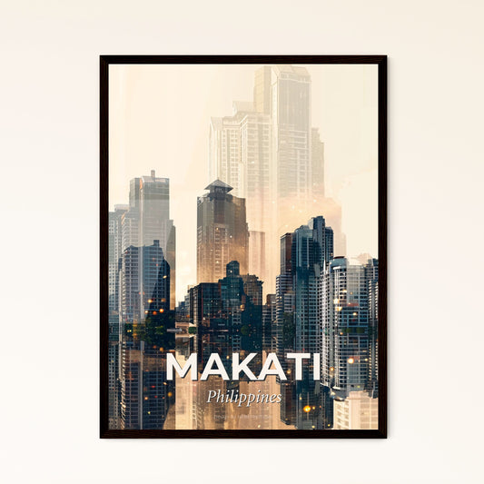 Makati Skyline Canvas Miracle: Double Exposure Delight - A city skyline with many tall buildings