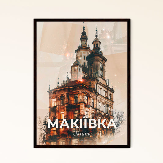 Makiivka Skyline Poster: Iconic Architecture on Beige - A building with many windows