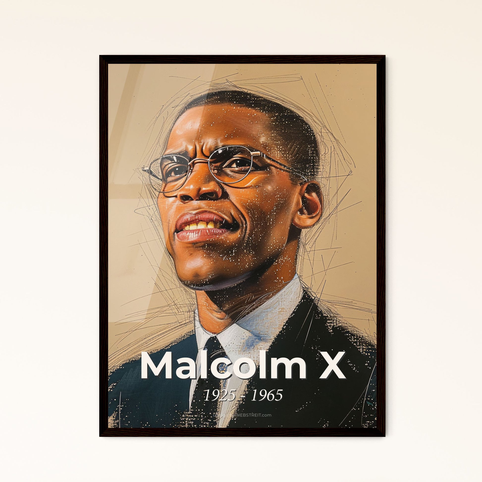 Empowerment in Art: Portrait of Malcolm X – A Vibrant Tribute to a Civil Rights Icon in Stunning Contemporary Elegance