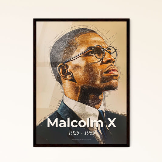 Malcolm X: A Radiant Tribute - Dynamic Artwork Celebrating a Legacy of Empowerment, Resilience, and Human Rights Activism