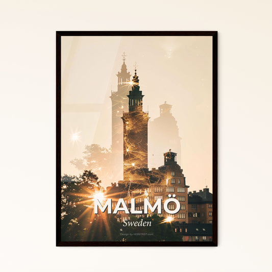 Malmö Cityscape: Subtle Lights, Local Colors - A tall building with a tower and trees