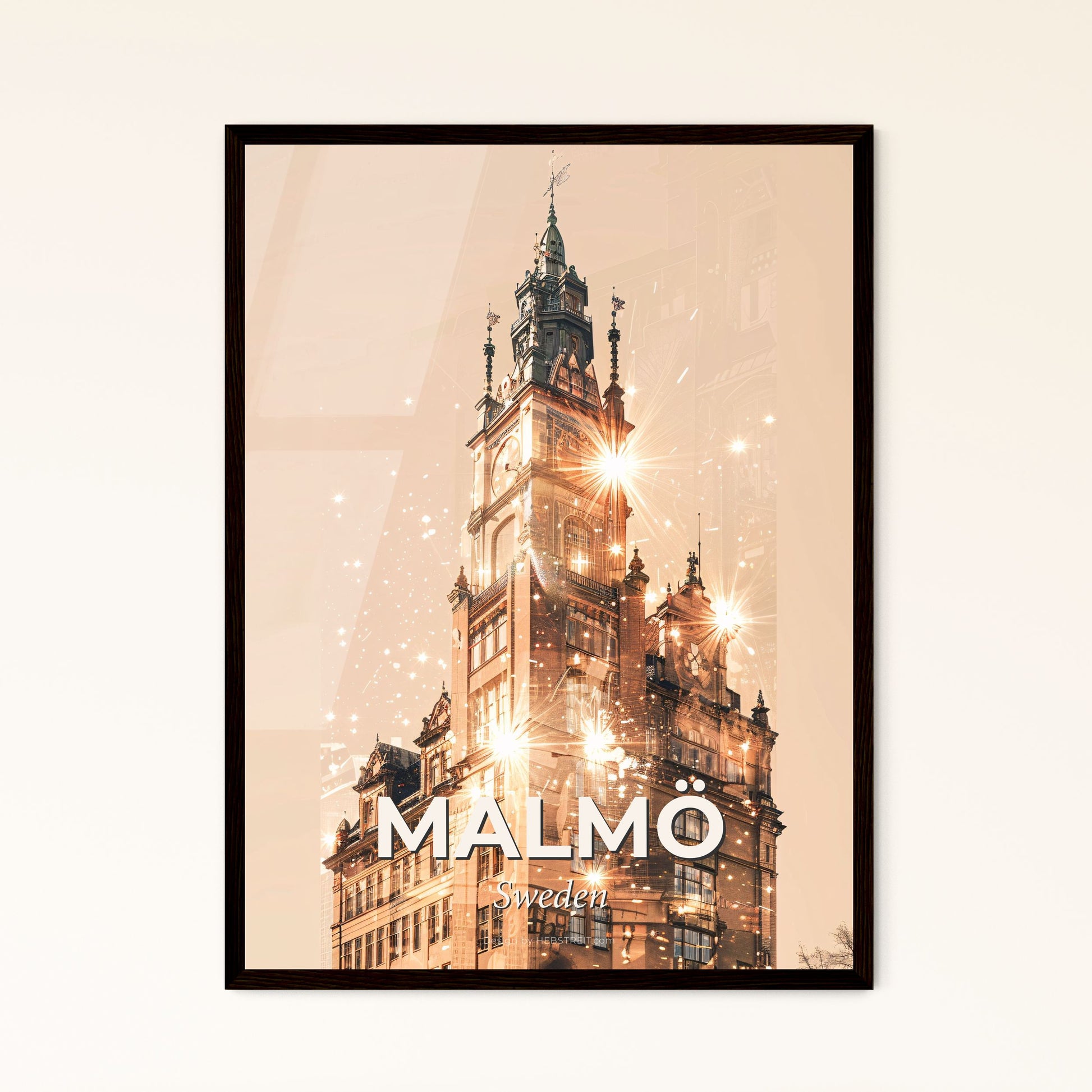 Malmӧ Skyline - Double Exposure Composite Art - A building with a clock tower