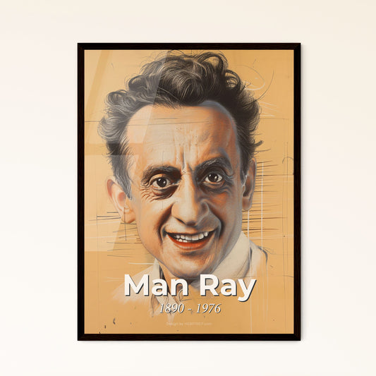 Dynamic Man Ray-Inspired Contemporary Portrait: Elegant Lines & Sensual Hues on Beige - Perfect Art for Home Decor & Gifting!