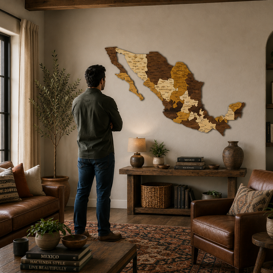 Wooden Mexico Wall Map – Stylish Handmade Decor for Home or Business