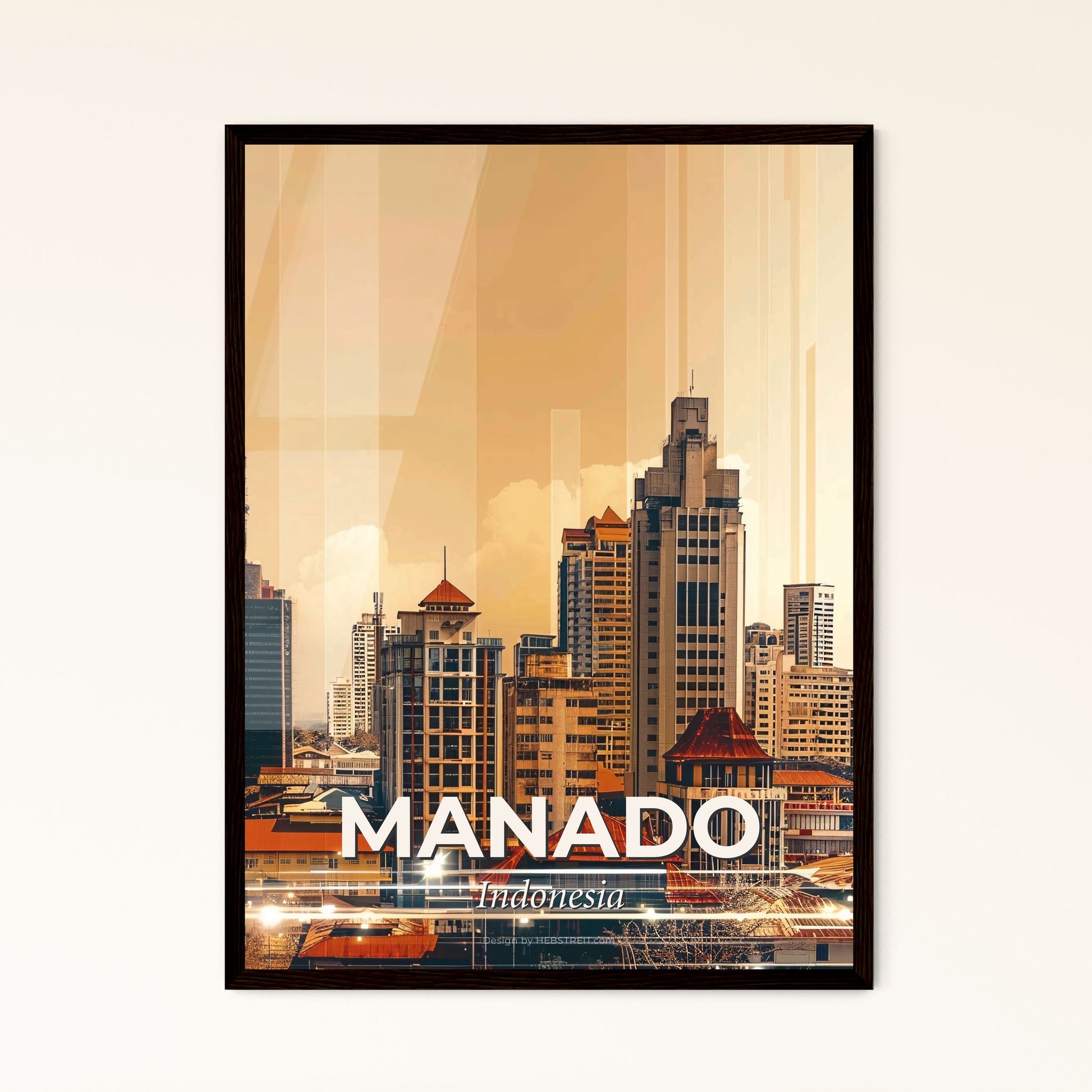 Manado City Skyline, Indonesia, Illuminated Poster - A city skyline with many tall buildings