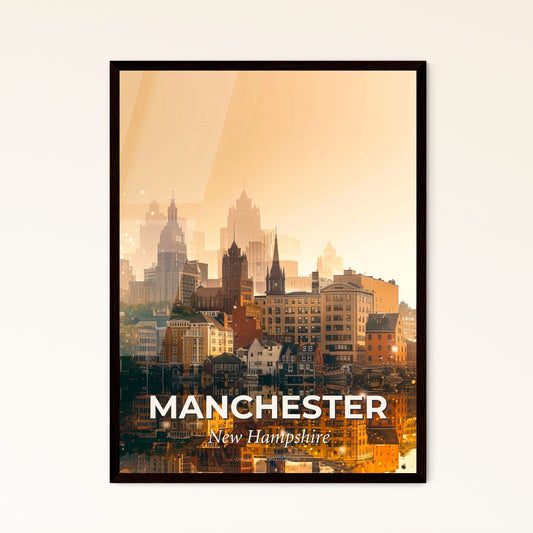 Manchester Cityscape Canvas Print - A city with many buildings and a body of water