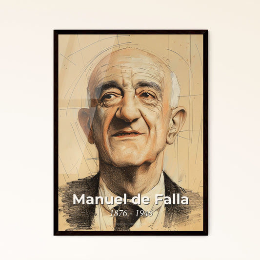 Vibrant Portrait of Manuel de Falla: Spanish Composer in Sensual Lines - A Stunning Artwork for Home Decor and Unique Gifting