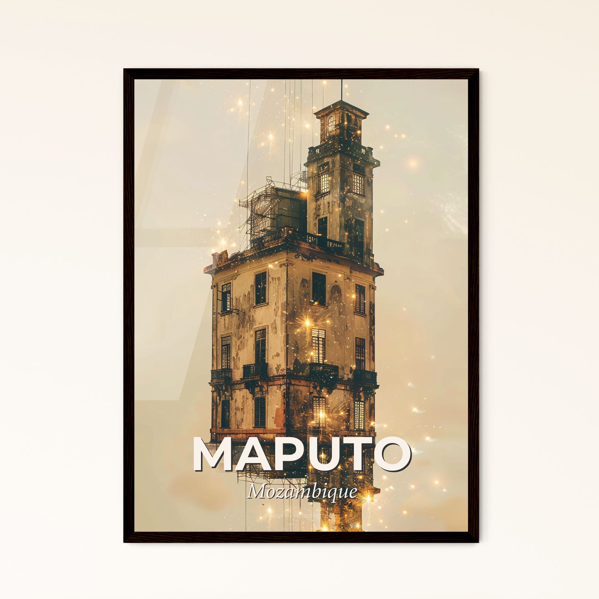 Maputo Mozambique Skyline Cityscape Poster - A building with a tower