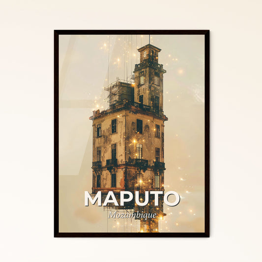 Maputo Mozambique Skyline Cityscape Poster - A building with a tower