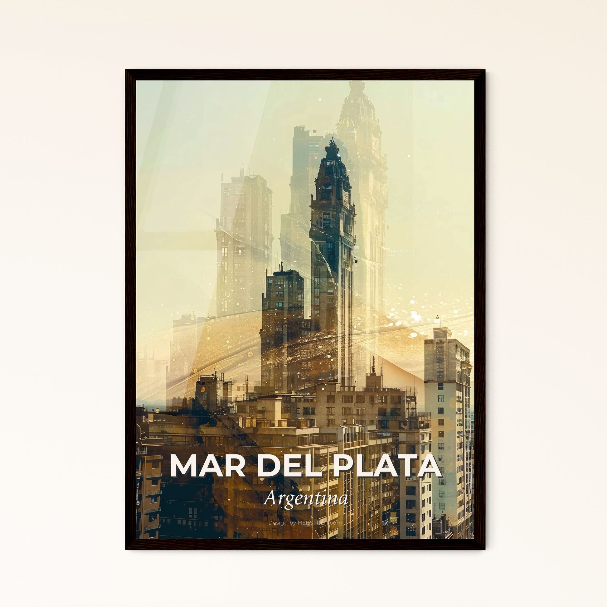 Mar del Plata Skyline Architectural Wonders Art Poster - A city skyline with a tall tower