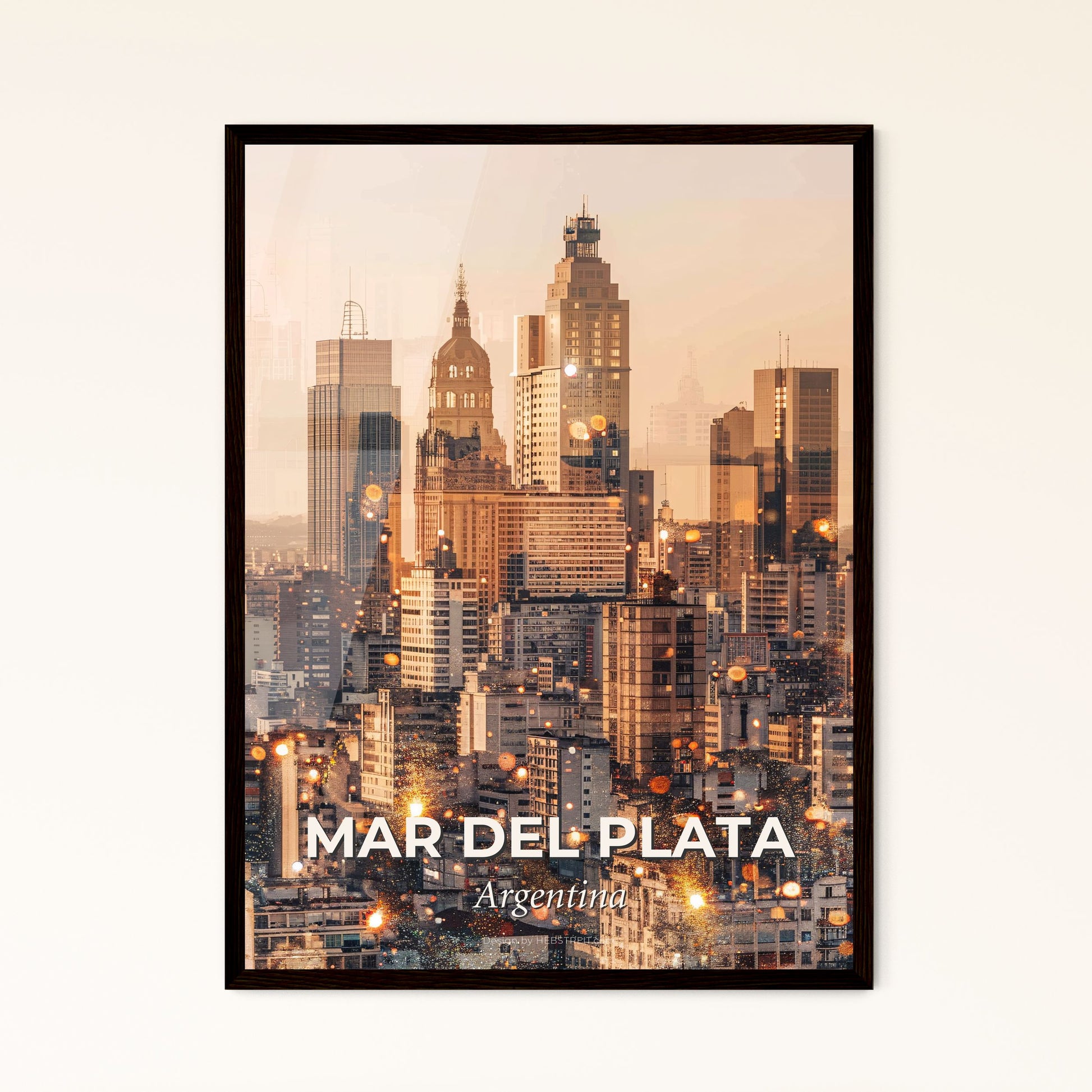 Mar del Plata: City Icons Sparkle in Double Exposure - A city skyline with many tall buildings