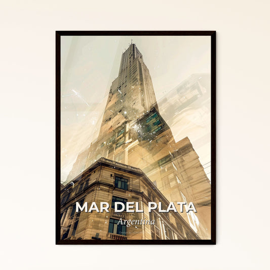 Mar del Plata: City Lines and Landmarks Silhouette - A tall building with a tall tower