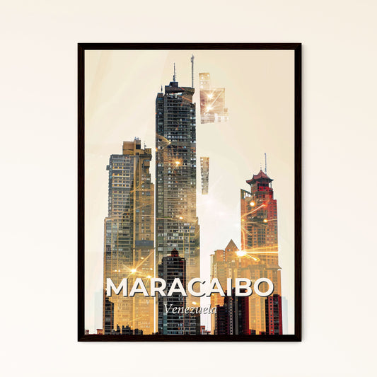 Maracaibo City Skyline Contemporary Double Exposure Art - A city skyline with many tall buildings