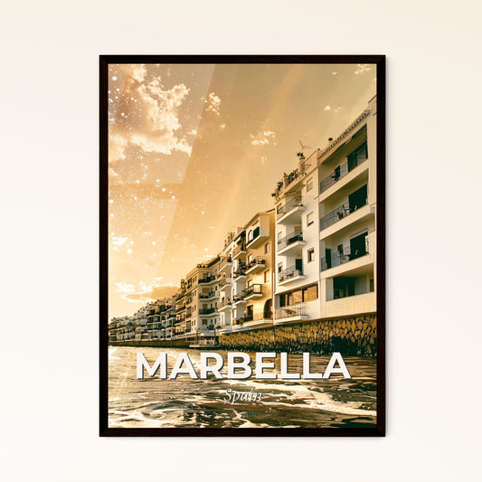 Marbella, Spain: Double Exposure City Panorama - A body of water with buildings and sun shining