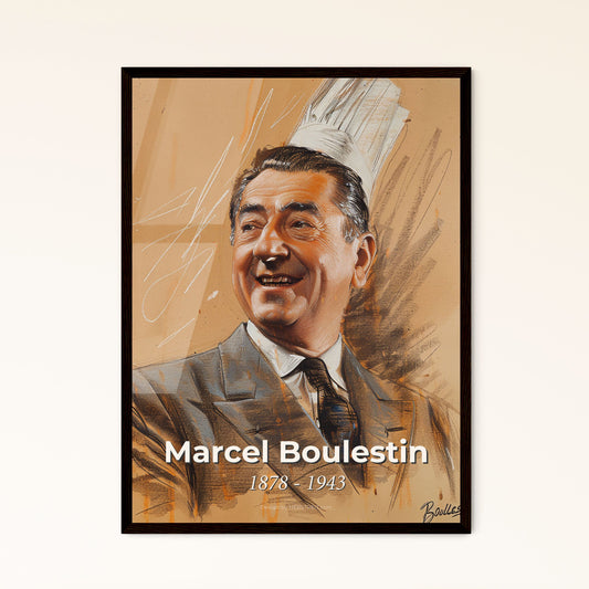 Elegant Portrait of Marcel Boulestin: The Pioneer TV Chef Celebrating French Cuisine in Contemporary Art - A Unique Gift for Your Home