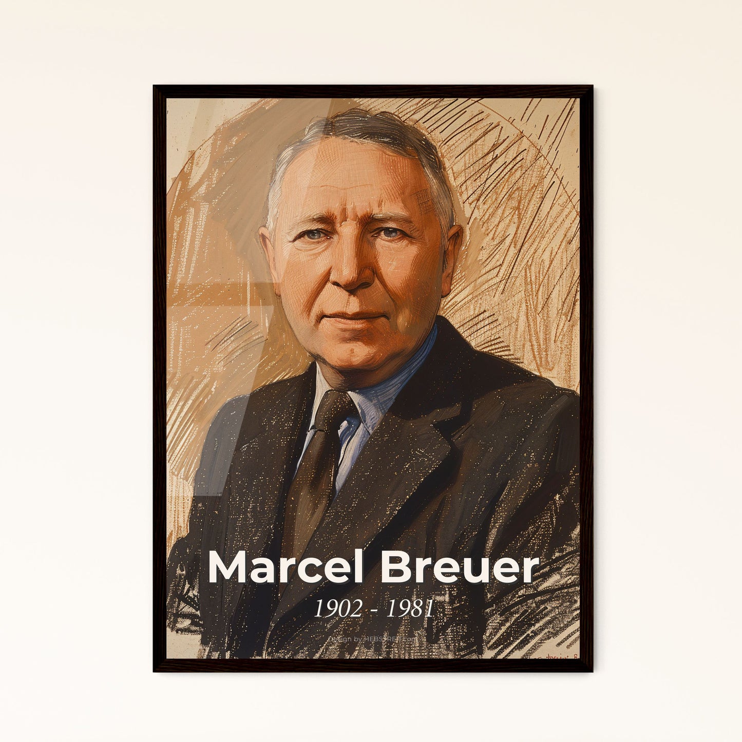 Dynamic Portrait of Marcel Breuer: A Captivating Tribute to Innovation in Design - Unique Art Print for Modern Home Décor