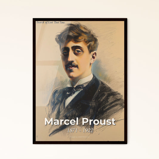 Elegant Portrait of Marcel Proust: A Contemporary Tribute to the Iconic Writer in Dynamic Lines and Subtle Hues - Perfect Home Decor