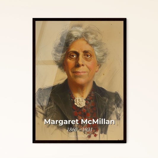 Margaret McMillan: Pioneering Educator - Elegant Contemporary Portrait in Vibrant Hues & Dynamic Lines for Home Decor