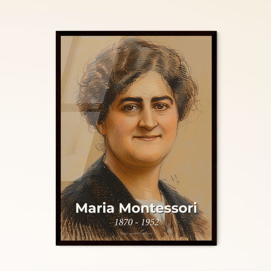 Captivating Maria Montessori Portrait: Dynamic Contemporary Art Print Celebrating Child-Centered Learning, Perfect for Home Decor