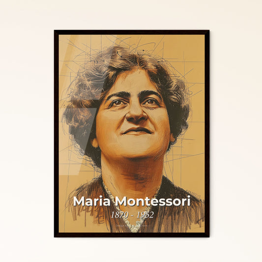 Elegant Portrait of Maria Montessori: Celebrating Child-Centered Learning in Contemporary Art - Perfect for Home Décor & Unique Gifts!