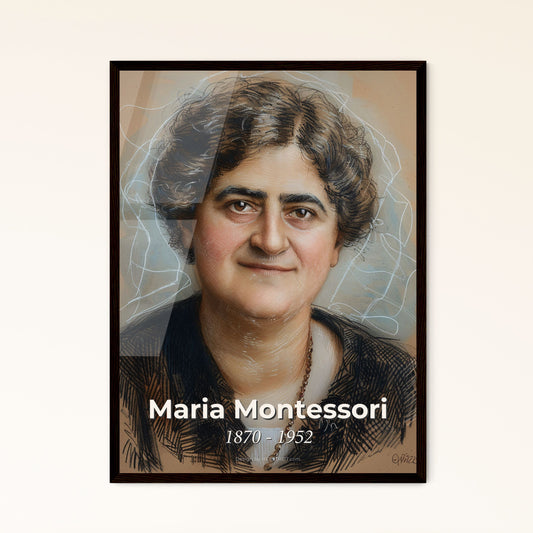 Elegant Tribute to Maria Montessori: Sensual Portrait Print in Dynamic Hues - Perfect for Home Decor & Thoughtful Gifting