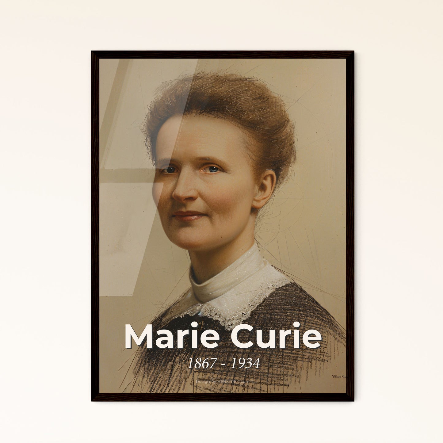 Radiant Grace: Portrait of Marie Curie, Pioneering Physicist & Dual Nobel Laureate, Captured in Dynamic Contemporary Art