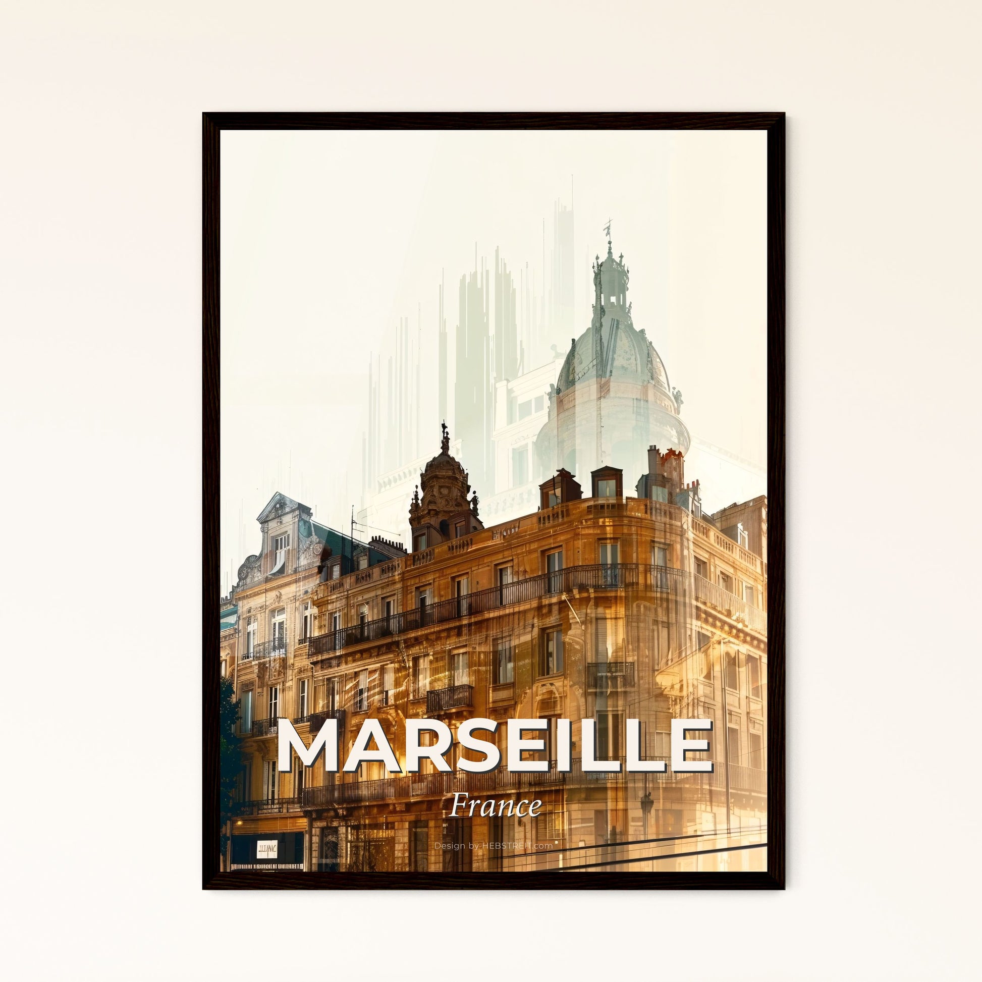 Marseille Skyline Silhouette Cityscape Poster - A building with a tower