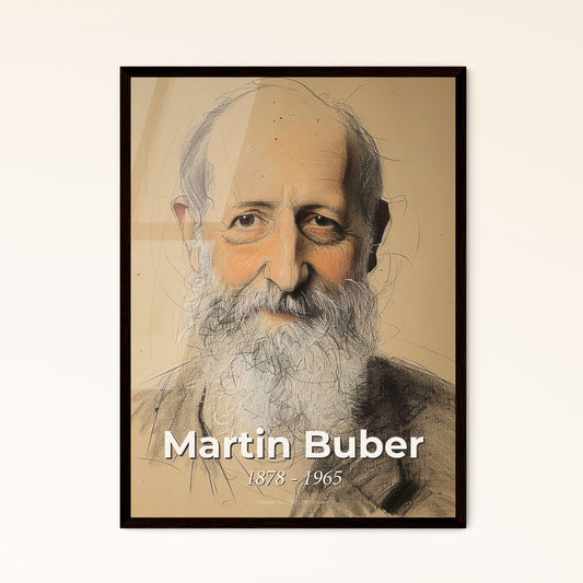 Dynamic Portrait of Martin Buber: Celebrating Dialogue & Hasidism in a Contemporary Art Drawing – Perfect Gift or Home Decor!