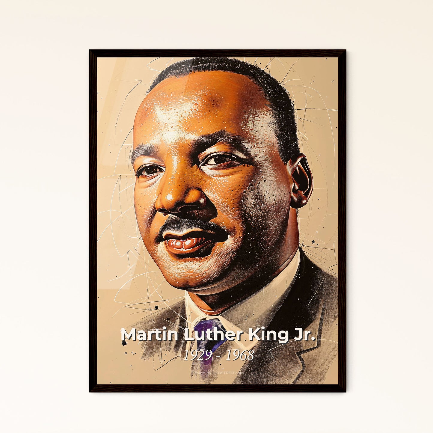 Emotive Portrait of Martin Luther King Jr.: A Dynamic Tribute to Non-Violence, Artfully Rendered for Inspiring Home Decor